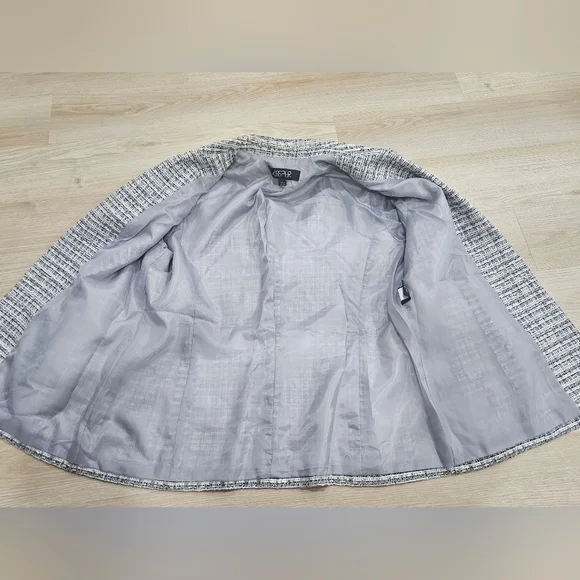 Kasper Women's Gray And White Blazer Jacket Size 16 Tweed - Picture 3 of 8
